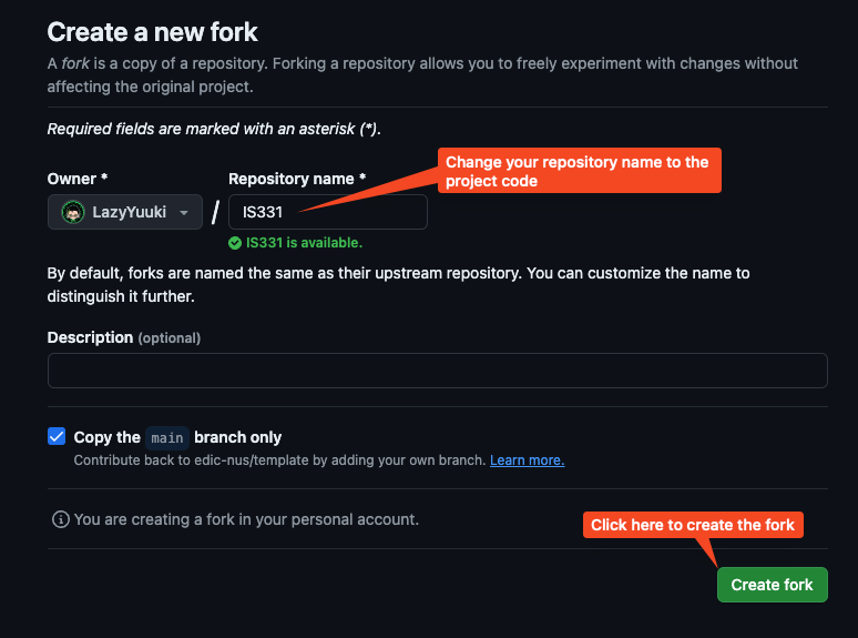 Create fork